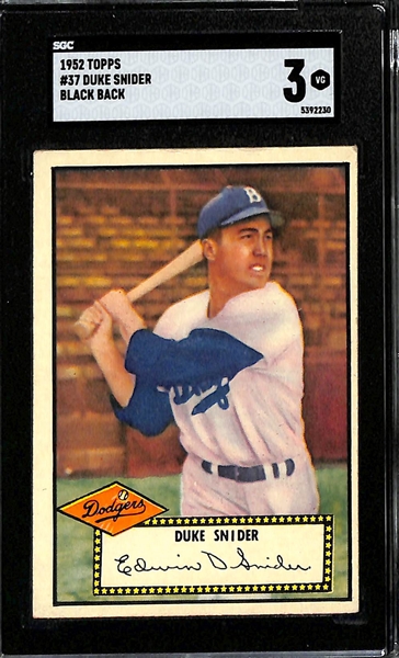 Lot of (2) SGC Graded 1952 Topps Black Backs- Duke Snider (SGC 3), Preacher Roe (SGC 3)