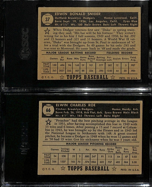 Lot of (2) SGC Graded 1952 Topps Black Backs- Duke Snider (SGC 3), Preacher Roe (SGC 3)