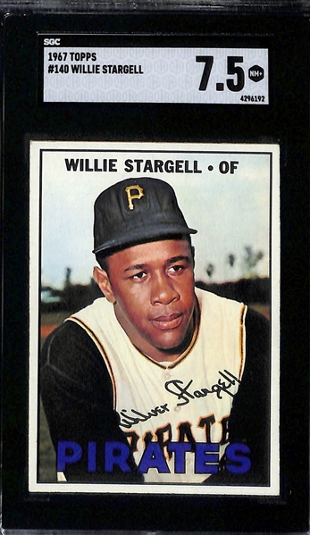 Lot of (2) SGC Graded 1967 Topps Cards- Hank Aaron (SGC 5.5), Willie Stargell (SGC 7.5)