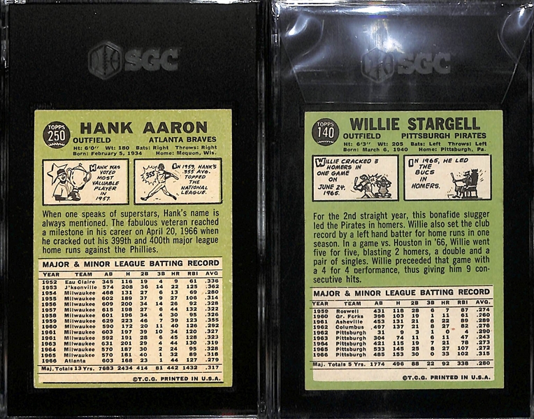 Lot of (2) SGC Graded 1967 Topps Cards- Hank Aaron (SGC 5.5), Willie Stargell (SGC 7.5)