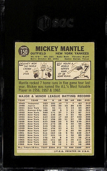 1967 Topps Mickey Mantle Graded SGC 4