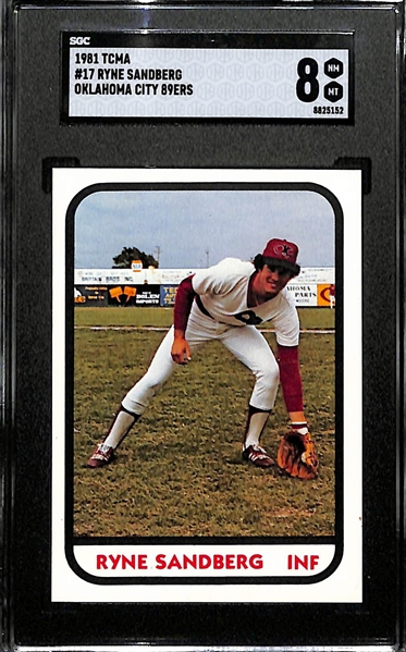 1981 TCMA Oklahoma City 89ers Complete Minor League Team Set with Ryne Sandberg Rookie Card Graded SGC 8