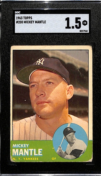 1963 Topps Mickey Mantle Graded SGC 1.5