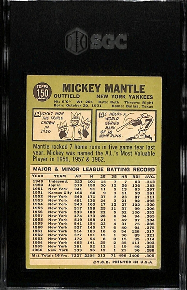 1967 Topps Mickey Mantle Graded SGC 2.5