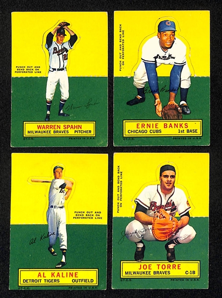 Lot of (22) 1964 Topps Stand-Up Cards inc Warren Spahn, Ernie Banks, Al Kaline, Joe Torre, +