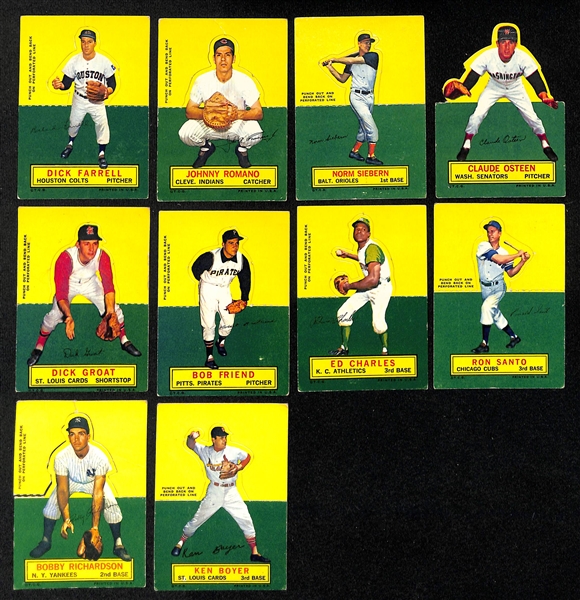 Lot of (22) 1964 Topps Stand-Up Cards inc Warren Spahn, Ernie Banks, Al Kaline, Joe Torre, +