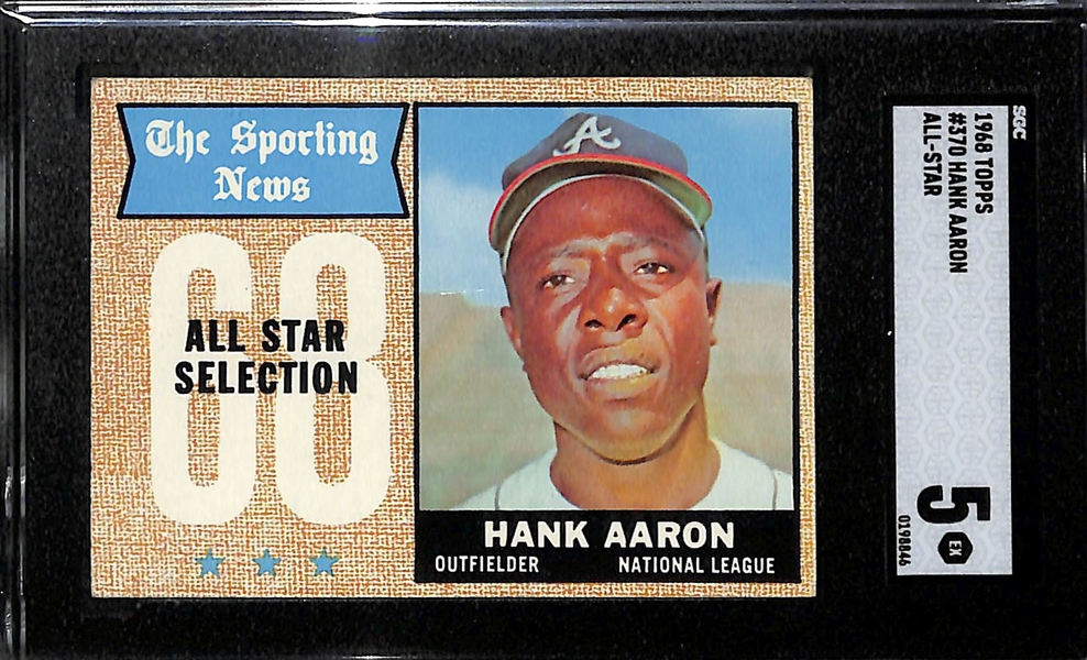 Lot of (3) SGC Graded 1968 Topps Cards- Mickey Mantle (SGC 1), Hank Aaron All Star (SGC 5), Bob Clemente All Star (SGC 3)