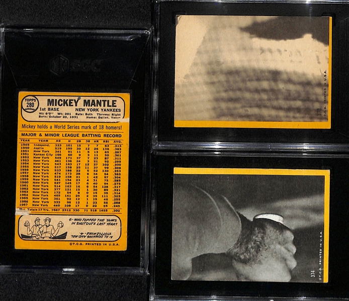 Lot of (3) SGC Graded 1968 Topps Cards- Mickey Mantle (SGC 1), Hank Aaron All Star (SGC 5), Bob Clemente All Star (SGC 3)