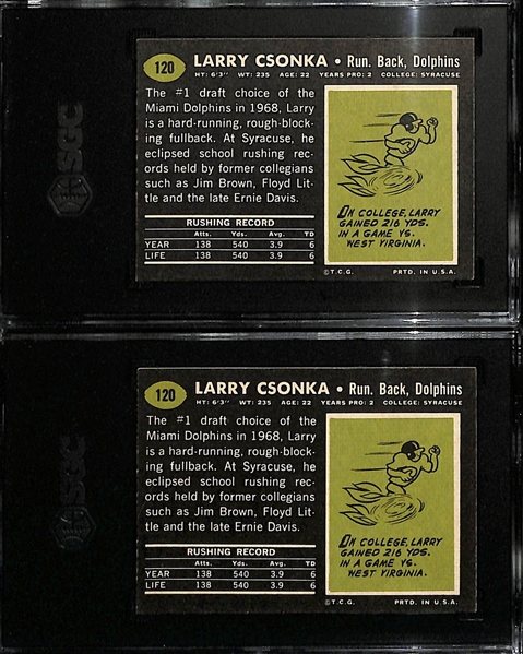 Lot of (2) 1969 Topps Larry Csonka Rookie Cards Graded SGC 6