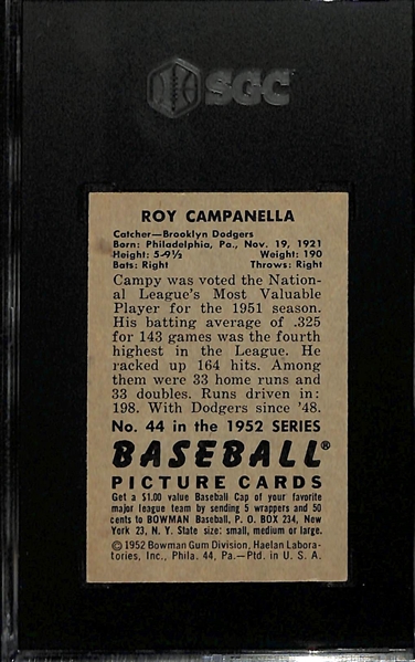 1952 Bowman Roy Campanella Graded SGC 6.5