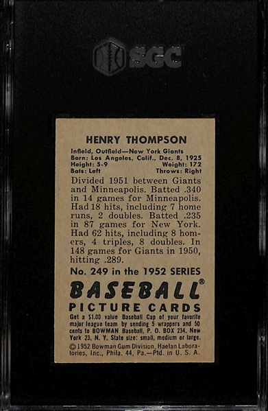 1952 Bowman Henry Thompson Graded SGC 8.5