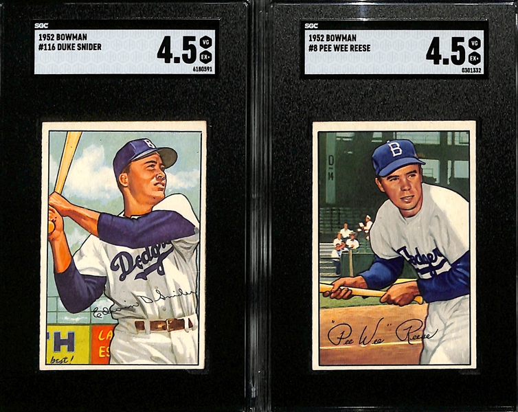 Lot of (2) SGC Graded 1952 Bowman Cards- Duke Snider (SGC 4.5), Pee Wee Reese (SGC 4.5)