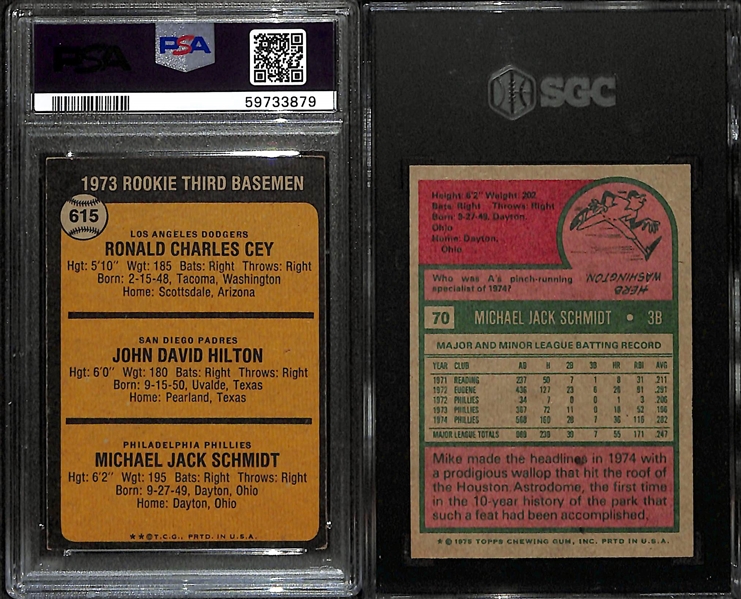 Lot of (2) Graded Mike Schmidt Cards- 1973 Topps Mike Schmidt Rookie (PSA 5) + 1975 Topps Mike Schmidt (SGC 6)