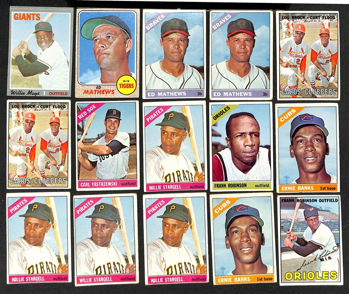 Lot of (300+) 1959-1970 Topps Cards inc. 1970 Willie Mays, 1968 Ed Matthews, (2) 1966 Ed Matthews, (2) 1967 Lou Brock, +