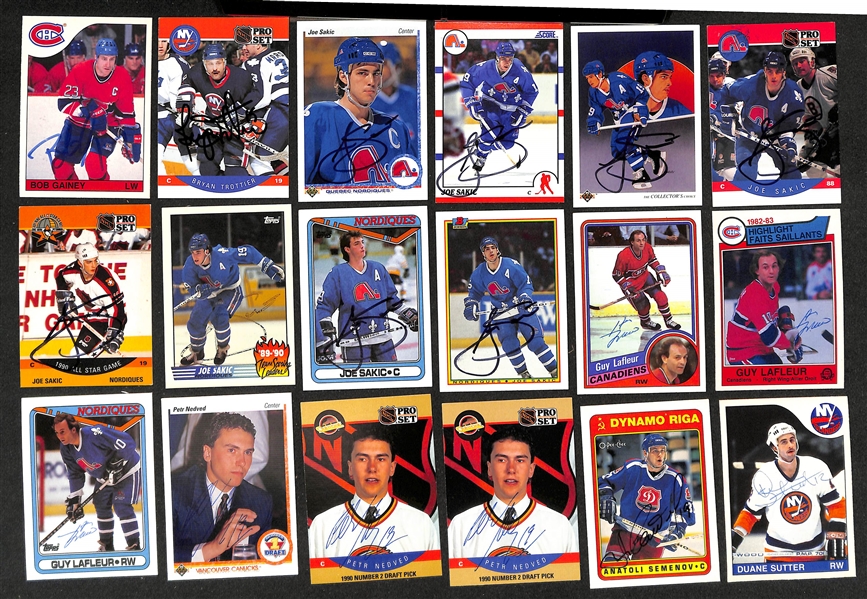  Lot of (400+) Signed Hockey Cards inc. (7) Joe Sokic, (3) Guy Lefleur, + (Beckett BAS Reviewed)