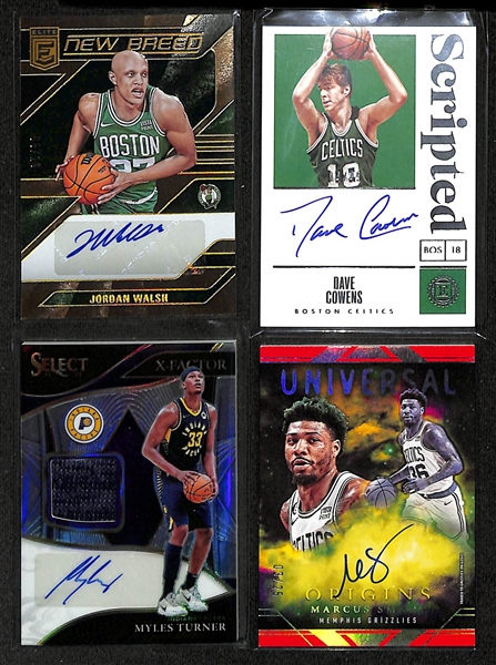 Lot of (26) Basketball Autograph and Jersey Cards inc. 2023-24 Elite Jordan Walsh Rookie Gold (#/10), 2019-20 Encased Dave Cowens (#/49),+