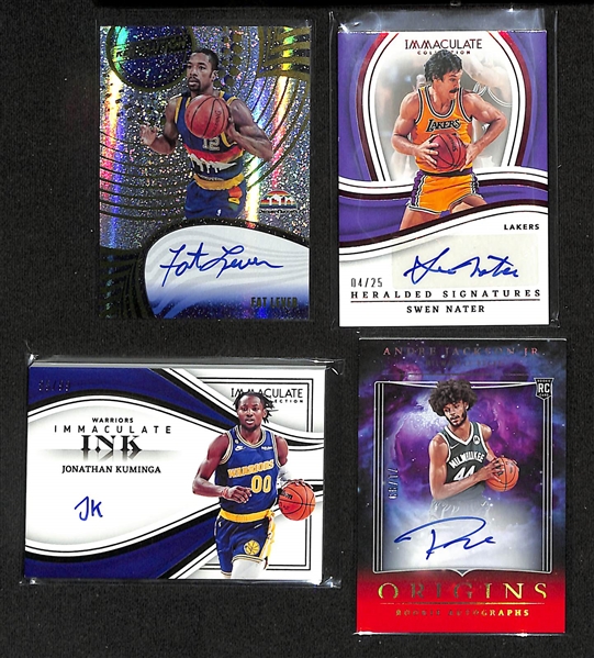 Lot of (29) Basketball Autograph and Jersey Cards inc. 2023-24 Select Kristaps Prozingis Autograph Patch (#/125), 2024 Bowmans Best University Tyler Kolek Rookie Autograph (#/125), +