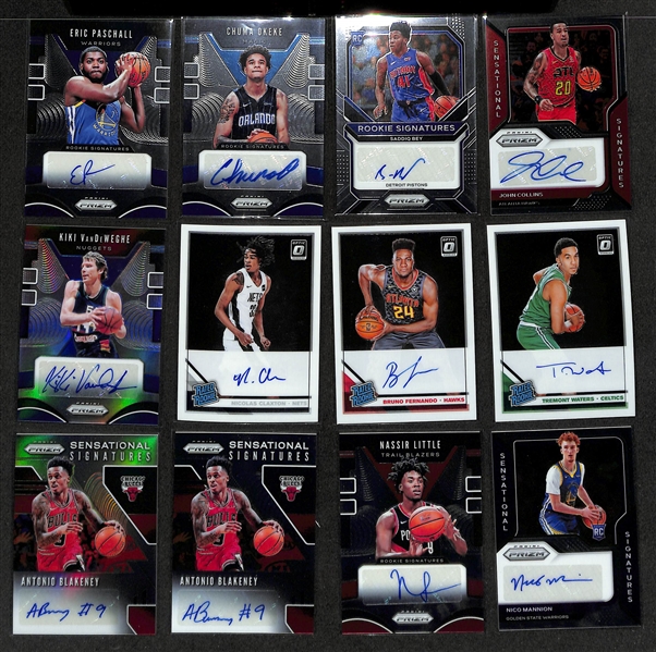 Lot of (26) Prizm + Optic Basketball Autograph Cards inc. Patrick Williams Rookie, Jason Terry, Keldon Johnson Rookie, Christian Braun Rookie, +