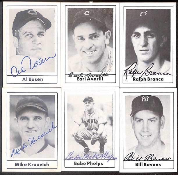 Lot of (44) Signed 1978 Grand Slam Cards inc. Leo Durocher, Lloyd Waner, Travis Jackson, Carl Hubbell, Al Schoendienst, Stanley Coveleski, + (Beckett BAS Reviewed)