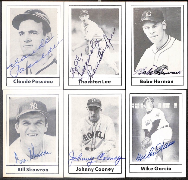 Lot of (44) Signed 1978 Grand Slam Cards inc. Leo Durocher, Lloyd Waner, Travis Jackson, Carl Hubbell, Al Schoendienst, Stanley Coveleski, + (Beckett BAS Reviewed)