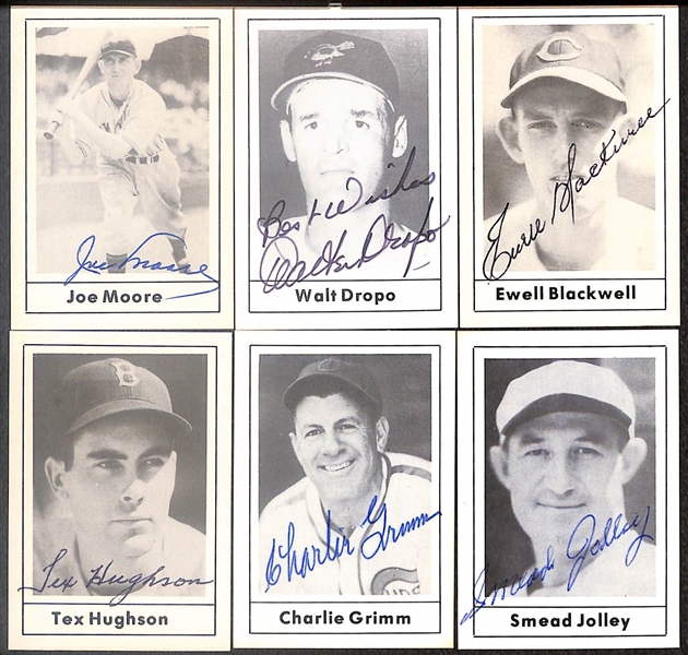 Lot of (44) Signed 1978 Grand Slam Cards inc. Leo Durocher, Lloyd Waner, Travis Jackson, Carl Hubbell, Al Schoendienst, Stanley Coveleski, + (Beckett BAS Reviewed)