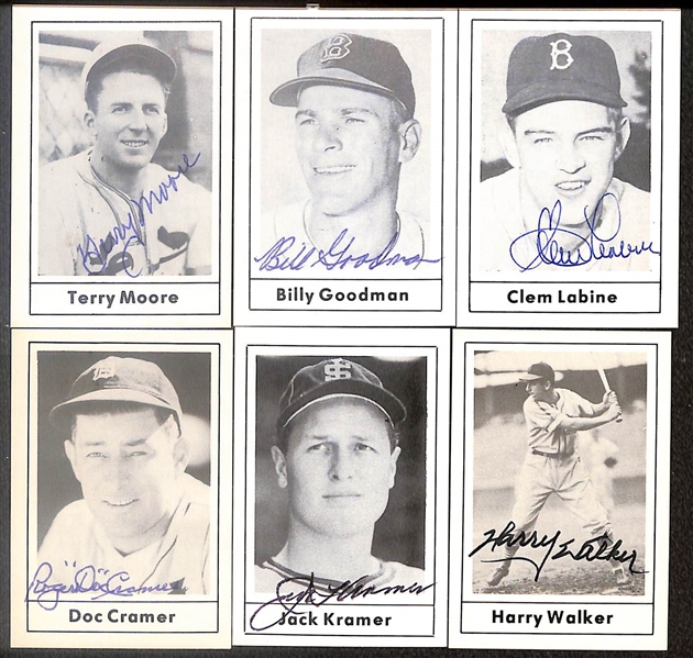 Lot of (44) Signed 1978 Grand Slam Cards inc. Leo Durocher, Lloyd Waner, Travis Jackson, Carl Hubbell, Al Schoendienst, Stanley Coveleski, + (Beckett BAS Reviewed)