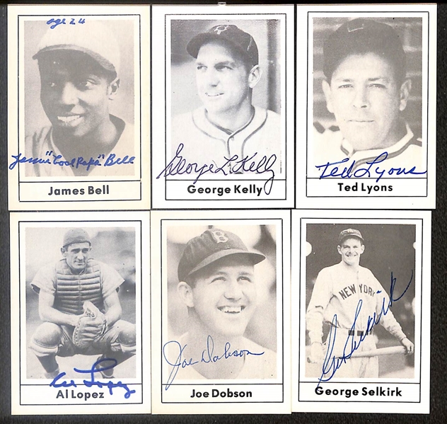 Lot of (33) Signed 1978 Grand Slam Cards inc. Judy Johnson, Dom DiMaggio, Allie Reynolds, Bill Terry, Johnny Vander Meer, Bob Feller, James Bell, + (Beckett BAS Reviewed)