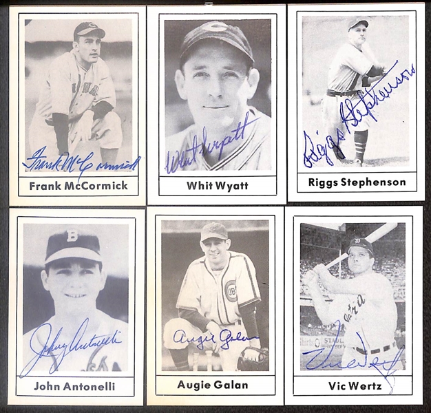 Lot of (33) Signed 1978 Grand Slam Cards inc. Judy Johnson, Dom DiMaggio, Allie Reynolds, Bill Terry, Johnny Vander Meer, Bob Feller, James Bell, + (Beckett BAS Reviewed)