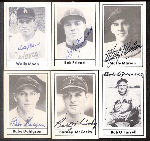 Lot of (33) Signed 1978 Grand Slam Cards inc. Judy Johnson, Dom DiMaggio, Allie Reynolds, Bill Terry, Johnny Vander Meer, Bob Feller, James Bell, + (Beckett BAS Reviewed)