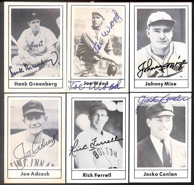 Lot of (37) Signed 1978 Grand Slam Cards inc. Hank Greenberg, Joe Wood, Johnny Mize, Joe Adcock, Rick Ferrell, Jocko Conlan, + (Beckett BAS Reviewed)