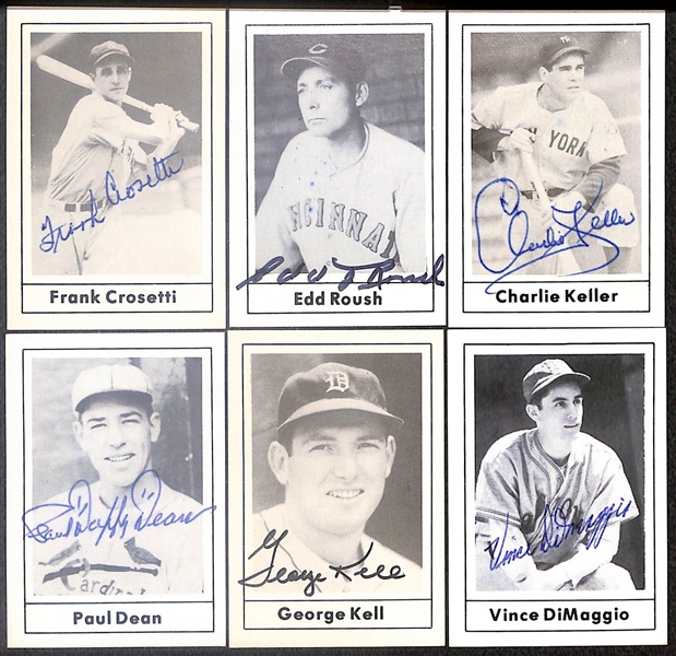 Lot of (37) Signed 1978 Grand Slam Cards inc. Hank Greenberg, Joe Wood, Johnny Mize, Joe Adcock, Rick Ferrell, Jocko Conlan, + (Beckett BAS Reviewed)