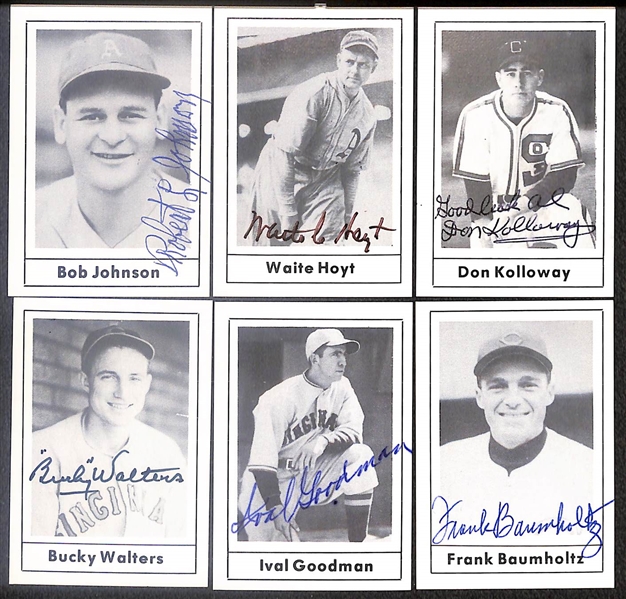 Lot of (37) Signed 1978 Grand Slam Cards inc. Hank Greenberg, Joe Wood, Johnny Mize, Joe Adcock, Rick Ferrell, Jocko Conlan, + (Beckett BAS Reviewed)