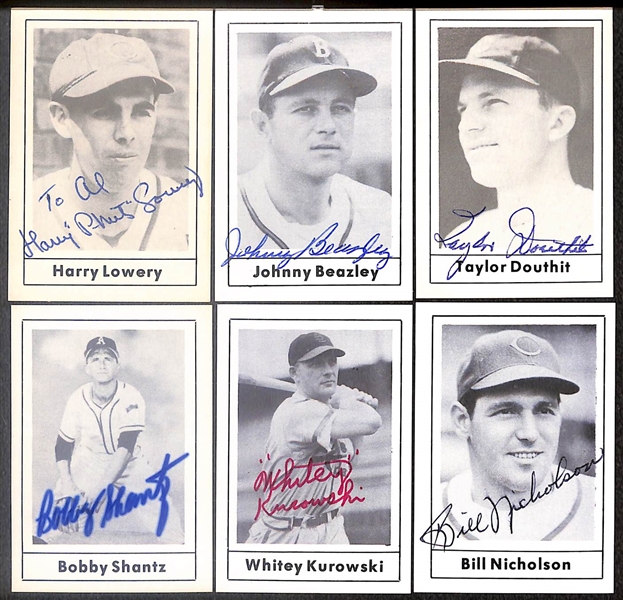 Lot of (37) Signed 1978 Grand Slam Cards inc. Hank Greenberg, Joe Wood, Johnny Mize, Joe Adcock, Rick Ferrell, Jocko Conlan, + (Beckett BAS Reviewed)