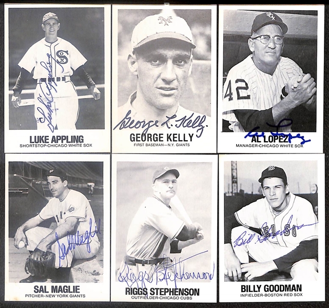 Lot of (22) Signed 1977 TCMA Cards inc. Hank Greenberg, Lloyd Waner, Stan Musial, Edd Roush, Carl Hubbell, Jocko Conlon, + (Beckett BAS Reviewed)