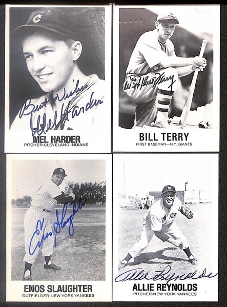 Lot of (22) Signed 1977 TCMA Cards inc. Hank Greenberg, Lloyd Waner, Stan Musial, Edd Roush, Carl Hubbell, Jocko Conlon, + (Beckett BAS Reviewed)