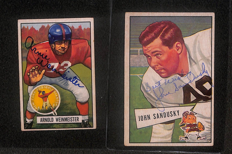 Lot of (8) Signed Vintage Football Cards- Arnold Weinmeister, John Sanducky, Paul Warfield, Sonny Jurgensen, Lou Kirouac, (2) Art Spinney, Don Heinrich (Beckett BAS Reviewed)