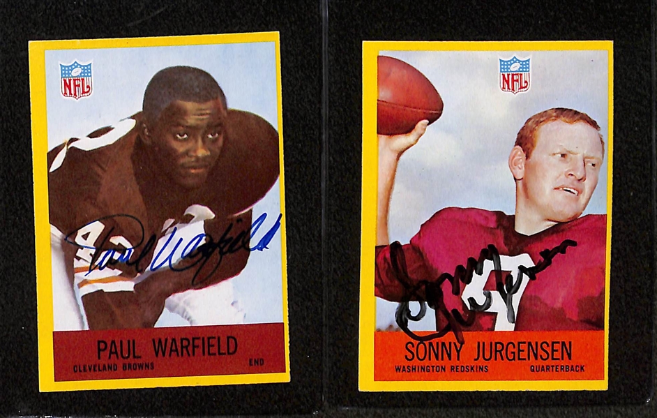 Lot of (8) Signed Vintage Football Cards- Arnold Weinmeister, John Sanducky, Paul Warfield, Sonny Jurgensen, Lou Kirouac, (2) Art Spinney, Don Heinrich (Beckett BAS Reviewed)