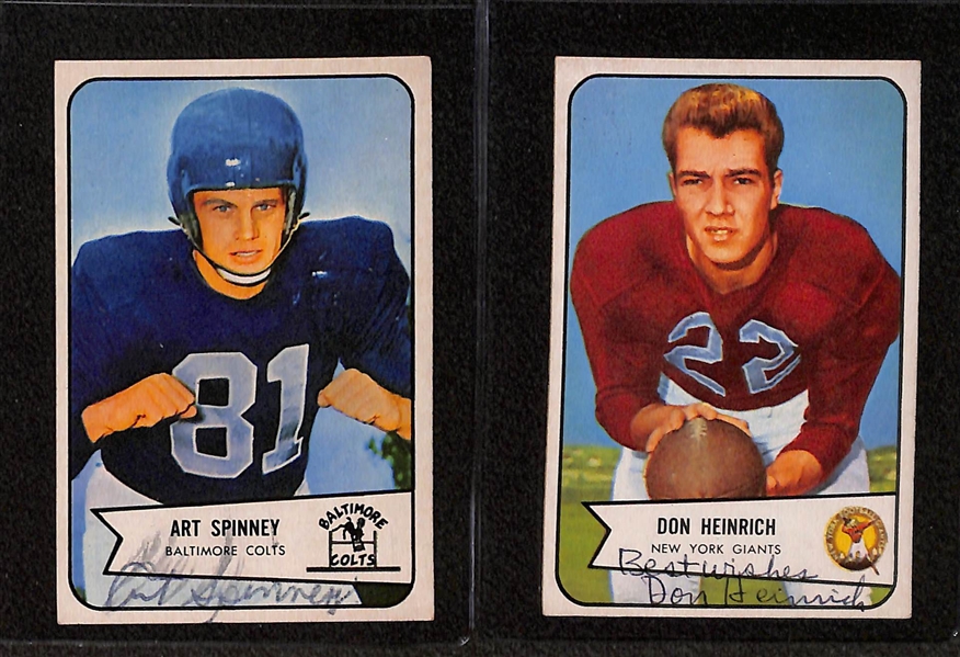 Lot of (8) Signed Vintage Football Cards- Arnold Weinmeister, John Sanducky, Paul Warfield, Sonny Jurgensen, Lou Kirouac, (2) Art Spinney, Don Heinrich (Beckett BAS Reviewed)