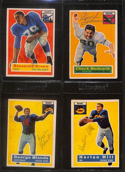 Lot of (9) Signed 1956 Topps Footbal Cards- George Blanda, Roosevelt Grier, Tobin Rote, Bobby Watkins, Bill Wightkin, Willard Sherman, Gary Knafelc, John Martinkovic, Jack Carson (Beckett BAS...