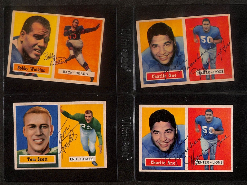 Lot of (12) Signed 1957 Topps Cards- Geogre Blanda, Roosevelt Brown, (2) Art Spinney, John Martinkovic, Torgy Torgeson, Ed Modzelewski, Jim David, (2) Charlie Ane, Bobby Watkins, Tom Scott -...