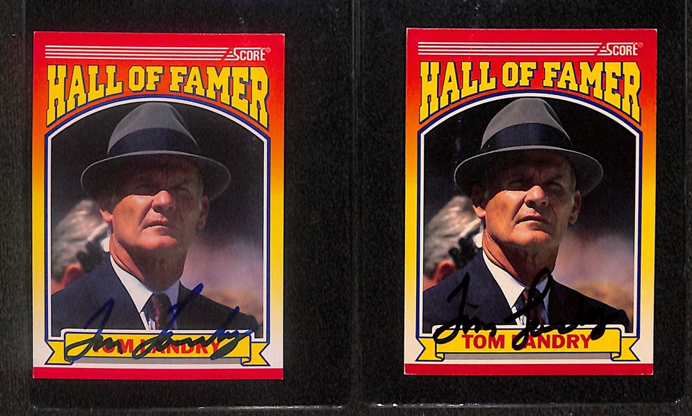 Lot of (6) Signed Tom Landry Cards- (2) 1990 Pro Set, 1990 Score, 1989 Score (Beckett BAS Reviewed)