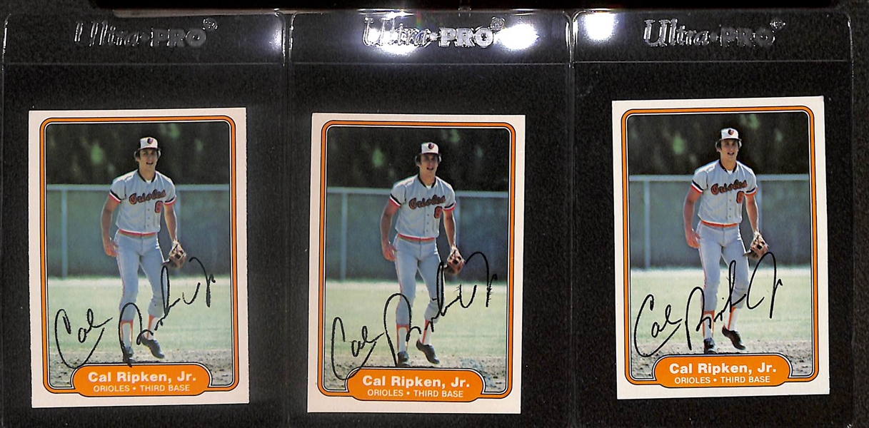 Lot of (3) Signed 1982 Donruss Cal Ripken Jr Rookies (Beckett BAS Reviewed)