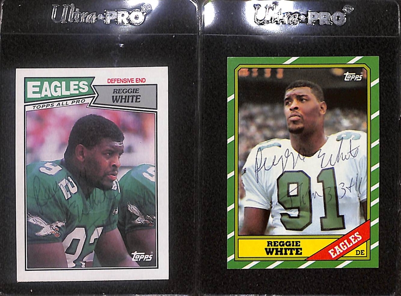 Lot of (2) Signed Reggie White Cards- 1986 Topps Rookie, 1987 Topps (Beckett BAS Reviewed)