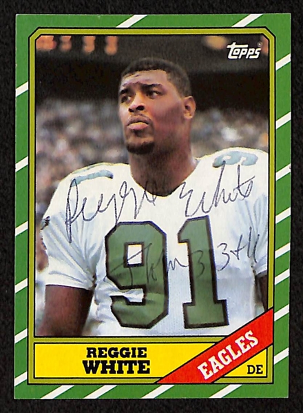 Lot of (2) Signed Reggie White Cards- 1986 Topps Rookie, 1987 Topps (Beckett BAS Reviewed)