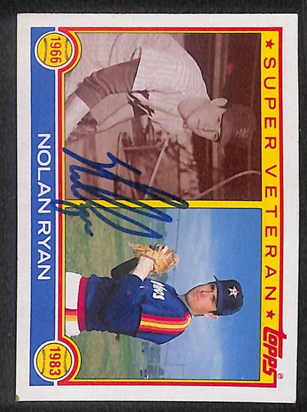 Lot of (3) Signed Nolan Ryan Cards - 1983 Topps Nolan Ryan, 1983 Donruss Nolan Ryan, 1983 Topps Nolan Ryan - (Beckett BAS Reviewed)