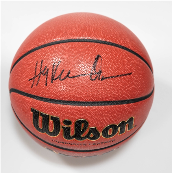 Hakeem Olajuwon Autographed/Signed Wilson NCAA Replica Basketball w. Beckett/BAS Witnessed Sticker of Authenticity!