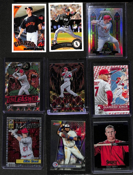 Lot of (90+) Baseball Mostly Rookie Cards inc. Ryan Howard Rookie Autograph, 2020 Chronicles Mike Trout Crusade (#/99), 2021 Bowman Chrome Mike Trout (#/250), +