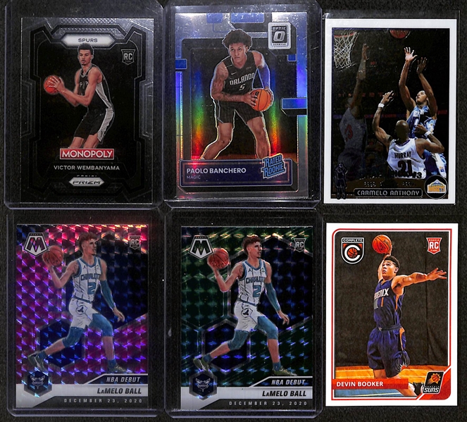 Lot of (400+) Basketball Cards inc Rookies, Inserts, Parallels, and more- Victor Wembanyama Monopoly Rookie, Optic Paolo Blanchero Holo Rookie, +