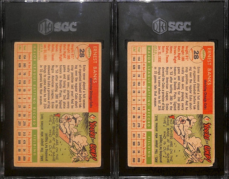 Lot of (2) SGC Graded 1955 Topps Ernie Banks- SGC 3, SGC 1