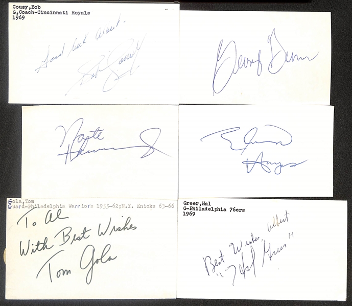 Lot of (150+) Signed Basketball Index Cards Inc. Bob Cousy, George Gervin, Nate Thurmond, Elvin Hayes, + (Beckett BAS Reviewed)